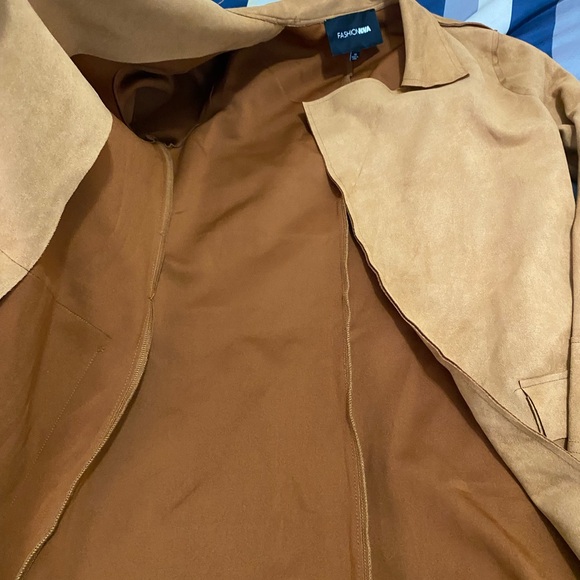 Fashion Nova Tan Suede Trench Coat - Picture 9 of 9